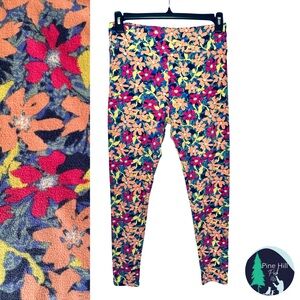 LulaRoe Floral Leggings TC Tall & Curvy 12 - 18 Blue Pink Peach Like New!